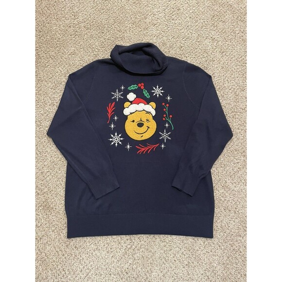 Disney Tops - Womens Size XL Soft Disney Winnie the Pooh Holiday Turtleneck Sweater